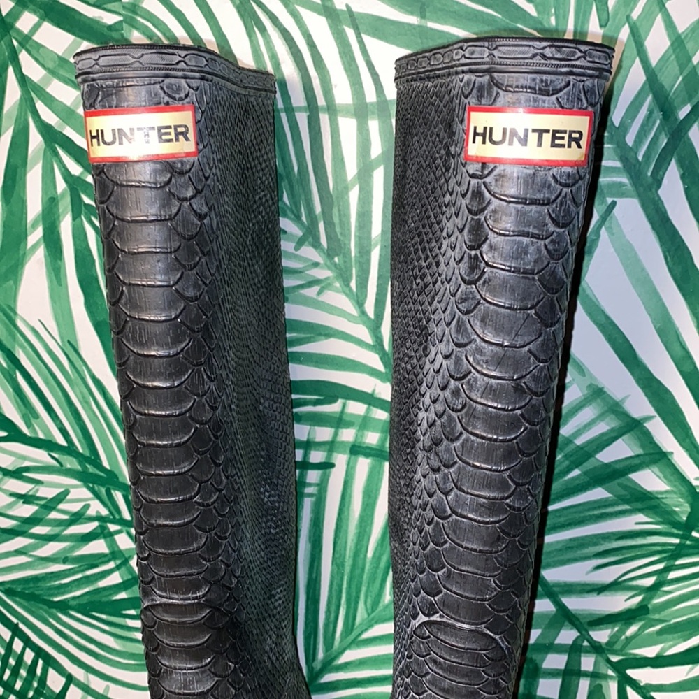 Hunter Boatall Croc Embossed Rubber Wellie Boots Women’s 7 - Picture 5 of 14
